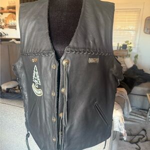 Harley-Davidson Black Leather Vest with Tree Patch